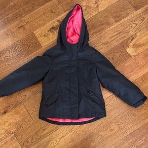 Girls 3 in 1 Black and Pink Winter Hooded Jacket